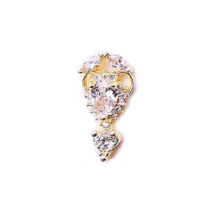 Luxury Nail Art Charm with Rhinestones | Bling Bling Embellishment | Nail Design Supplies (1 piece / Gold / 8mm x 17mm)