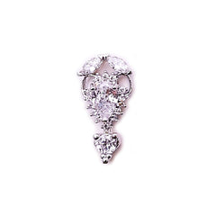 Luxury Nail Charm with Rhinestones | Sparkle Metal Embellishment | Nail Art Decoration (1 piece / Silver / 8mm x 17mm)