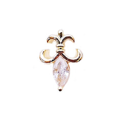 Fleur De Lis Rhinestone Nail Charm | Luxury Royal Flower Embellishment | Bling Bling Nail Art Supplies (1 piece / Gold / 8mm x 12mm)