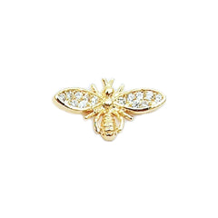 Luxury Insect Nail Charm with Rhinestones | Sparkle Nail Art Embellishment | Bee Resin Inclusion (1 piece / Gold / 14mm x 7mm)