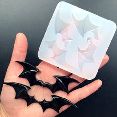 Large Bat Wing Silicone Mold (4 Cavity) for Resin Art | Devil Wings Mould | Kawaii Goth Jewelry Making | Gothic Decoden | Halloween Craft Supplies