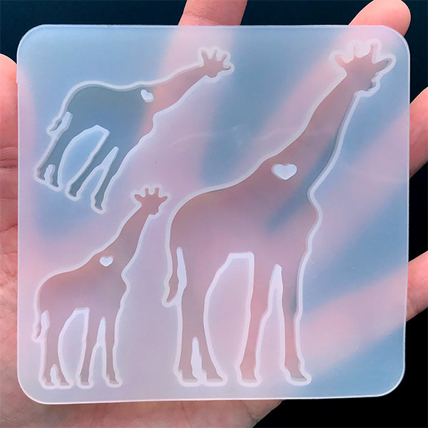 Giraffe Family Silicone Mold (3 Cavity), Cute Animal Mould, Mom and, MiniatureSweet, Kawaii Resin Crafts, Decoden Cabochons Supplies