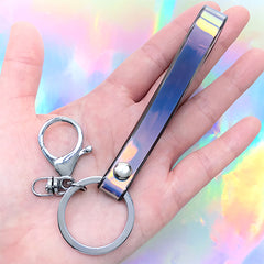 Iridescent Wrist Strap with Lobster Clasp | Faux Leather Wristlet Key Fob | Kawaii Keychain DIY | Key Holder | Hand Lanyard (1 piece / Purple Brown)