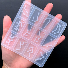 Rectangular Constellation Charm Silicone Mold (12 Cavity) | Astrology Horoscope Mould | Resin Jewelry DIY (18mm x 28mm)
