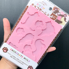 Cat and Paw Silicone Mold Assortment (9 Cavity) | Food Safe Chocolate Mould | Cute Kitty Mold | Kawaii Decoden Cabochon DIY
