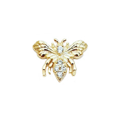 Luxury Bee Nail Charm with Rhinestones | Bling Bling Nail Art Embellishment | Sparkle Insect Resin Inclusion (1 piece / Gold / 13mm x 10mm)