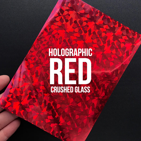 HOLOGRAPHIC RED CRUSHED GLASS Decoration Heat Transfer Foil (Set of 20 |  MiniatureSweet | Kawaii Resin Crafts | Decoden Cabochons Supplies