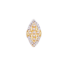 Latin Cross Navette Nail Charm with Rhinestones and Pearls | Religious Nail Art | Cathedral Cross Embellishment (1 piece / Gold / 7mm x 12mm)