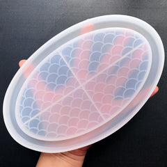 Oval Mermaid Scale Trinket Dish Silicone Mold | Make Your Own Jewelry Tray | Resin Art Supplies | Home Decoration Craft (123mm x 196mm)