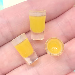 Dollhouse Glass with Orange | Miniature Breakfast | 3D Doll House Drink | Faux Food Jewellery DIY (3 pcs / 9mm x 15mm)