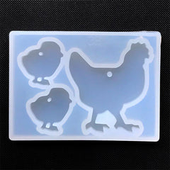 Chicken and Chick Silicone Mold (3 Cavity) | Farm Animal Family Charm DIY | Soft Clear Mold for UV Resin | Epoxy Resin Jewelry Mold