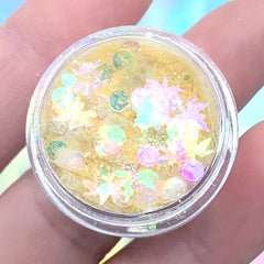 Autumn Maple Leaf Confetti Glitter Mix | Iridescent Glitter Dust | Resin Art Supplies | Nail Decorations (Yellow / 2 grams)