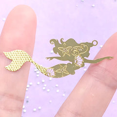 Fairy Tale Mermaid Metal Bookmark Charm | Kawaii Embellishment for UV Resin Craft | Fairytale Resin Inclusion (1 piece / 16mm x 45mm)