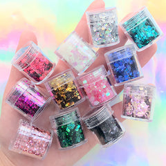 Holographic Hexagon Glitter Assortment in Various Sizes (Set of 12) | Chunky Confetti for Nail Art | Resin Craft Supplies