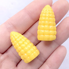 Miniature Corn Cabochons | Faux Food Embellishment | Fake Food Jewellery DIY | 3D Decoden Pieces (2 pcs / 15mm x 28mm)