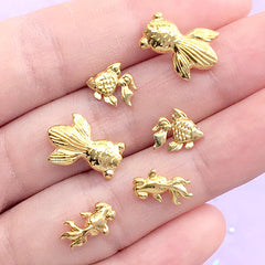 Goldfish Resin Inclusions | Fish Resin Fillers | Mini Metal Embellishments for Resin Crafts | Aquarium Floating Charm (6 pcs / Gold)