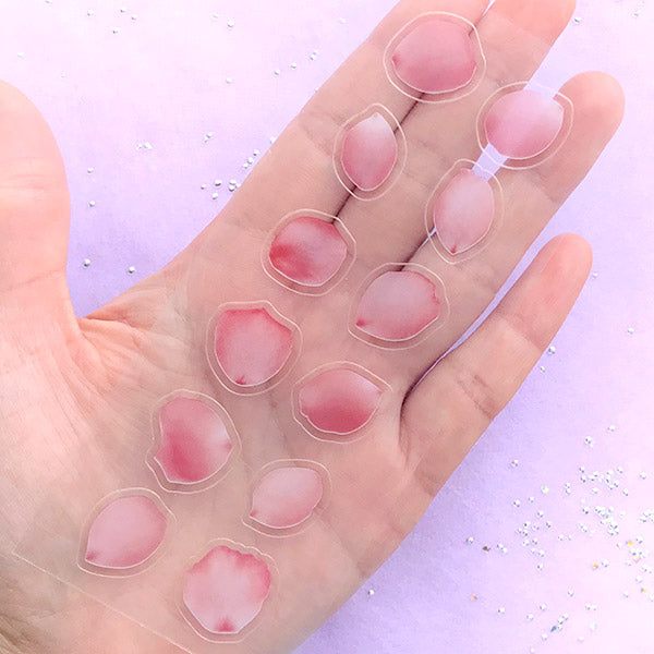 Flower Petal Stickers | Floral Embellishment for Resin Art | Clear PVC Sticker | Resin Inclusions | Scrapbook Supplies
