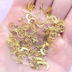 Magical Girl Resin Inclusions | Kawaii Moon Star Embellishments for UV Resin Crafts | Mahou Kei Nail Charms (1 to 1.5 grams)