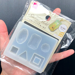 Gemstone and Geometry Silicone Mold (6 Cavity) | Rhinestone Square Cube Triangle Mould | Resin Craft Supplies