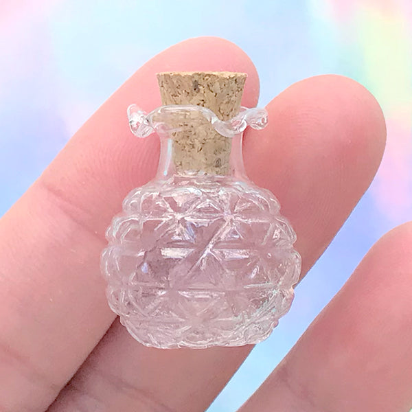 Mini Glass Bottles Charms 7 Pcs Empty Small Cork Diy Tiny Vials