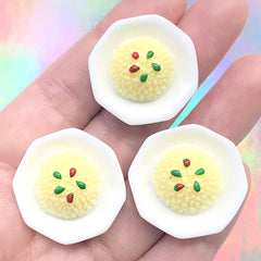 Dollhouse Hainanese Chicken Rice | Miniature Asian Food Cabochon | Doll Food Supplies (3 pcs / 26mm x 11mm)