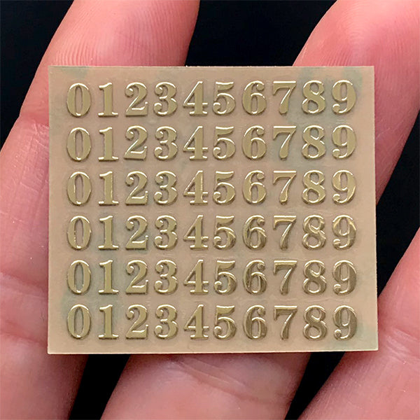 Miniature Number Sticker in Metallic Gold Color, Small 0-9 Stickers, MiniatureSweet, Kawaii Resin Crafts, Decoden Cabochons Supplies