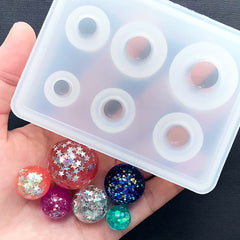 Assorted Sphere Silicone Mold (6 Cavity) | Round Galaxy Ball DIY | Clear Mold for UV Resin | Epoxy Resin Art Supplies (12mm to 24mm)