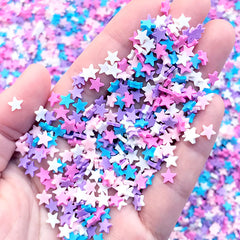 Faux Star Sprinkles for Fake Food Art | Polymer Clay Toppings for Cake Decoration | Sweet Deco Supplies (Purple Pink Blue Mix / 5 grams)