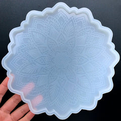 Large Mandala Flower Embossed Coaster Silicone Mold | Sacred Geometry Home Decor | Resin Craft Supplies (200mm)