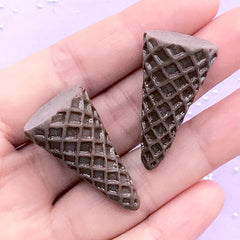 Chocolate Ice Cream Cone Decoden Cabochon | Kawaii Sweet Deco | Miniature Food Crafts | Cute Sweets Jewelry DIY (2 pcs / 19mm x 34mm)