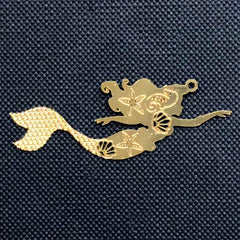 Fairy Tale Mermaid Metal Bookmark Charm | Kawaii Embellishment for UV Resin Craft | Fairytale Resin Inclusion (1 piece / 16mm x 45mm)
