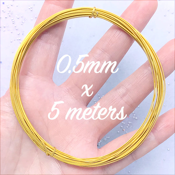 Cloisonne Wire at 1mm Wide and 0.5mm Thick | Flat Aluminium Wire for Deco Frame DIY | Open Bezel Making for UV Resin Art (5 Meters / Gold)