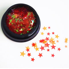 Aurora Borealis Star Glitter | Iridescent Confetti Flakes | Bling Bling Embellishments for Resin Art | Resin Fillers (AB Red)