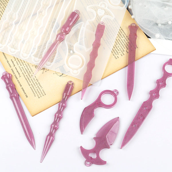 Self Defense Weapon Keychain Silicone Mold for Resin Art (8 Cavity
