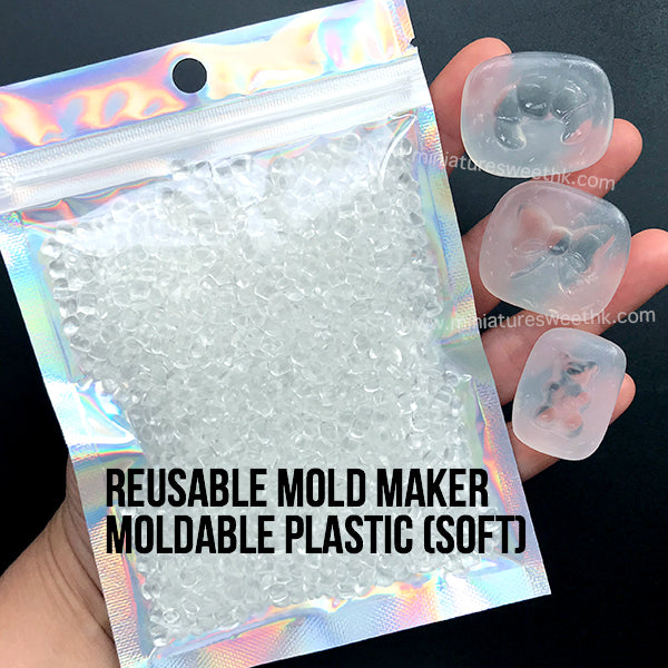 Reusable Mold Maker | Mouldable Plastic (Soft) | Moldable Thermoplastic Beads (50g / Transparent)