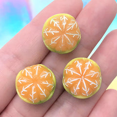 3D Orange Cabochons | Dollhouse Miniature Fruit | Faux Food Jewellery Making | Doll Food Supplies (3 pcs / Green / 16mm x 13mm)