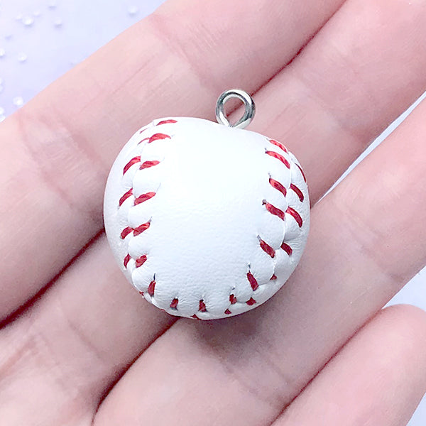 3D Baseball Charm | Miniature Sport Ball Pendant | Sports Jewelry DIY (1 piece / 22mm x 26mm)