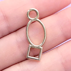 CLEARANCE Geometric Deco Frame Charm | Oval Square Open Bezel for UV Resin Filling | Geometry Jewellery Supplies (1 pc / Gold / 13mm x 25mm)