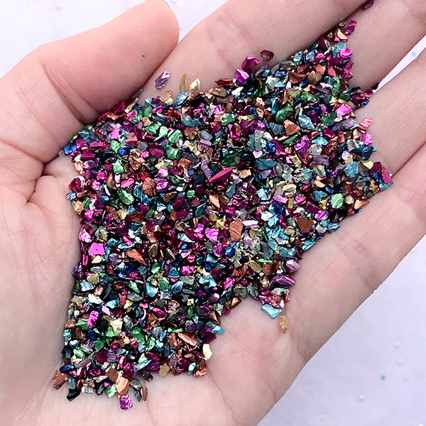 Colorful Crushed Stones  Metallic Glass Stone Glitter Flakes