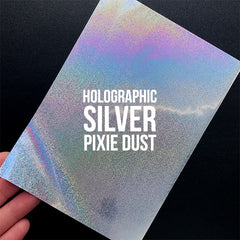 HOLOGRAPHIC SILVER PIXIE DUST Heat Transfer Foil Sheet (Set of 20 pcs) | Toner Laser Reactive Foil | Metallic Foil | DIY Foil Sticker for Resin Craft (100mm x 150mm)