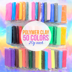 50 Colors Polymer Clay Starter Kit with Tools | Oven Bake Modeling Clay Set (20g per block)