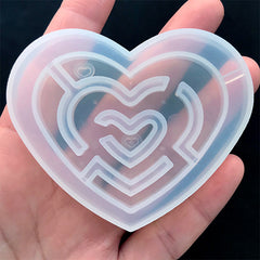 Heart Maze Silicone Mold | Kawaii Shaker Cabochon Mold | Decoden Supplies | Resin Jewelry Making (72mm x 58mm)