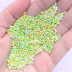 Dollhouse Dragee Sprinkles | Miniature Sugar Pearl for Doll Food Making | Faux Toppings for Fake Food Craft | Sweets Deco (Green Yellow White / 7g)