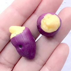 Baked Sweet Potato Cabochons | Fake Food Cabochon | Kawaii Decoden Supplies | Miniature Food Embellishment (2 pcs / 16mm x 27mm)