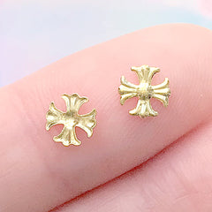 Greek Cross Maltese Cross Nail Charms | Crux Quadrata Embellishment | Religious Ornament | Tiny Mini Resin Inclusions (15 pcs / Gold / 6mm)