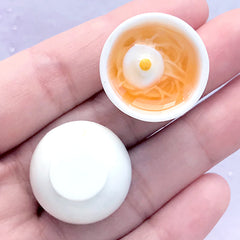 Dollhouse Instant Noodle Soup with Egg Cabochon | 3D Miniature Food Cabochon | Kawaii Doll Food Jewellery Making (2 pcs / 23mm x 14mm)
