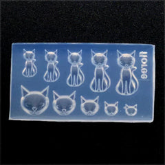 Mini Kitty and Cat Head Silicone Mold (10 Cavity) | Kawaii Animal Pet Mold | Nail Art Supplies | Small Resin Shaker Bits DIY (4mm to 15mm)
