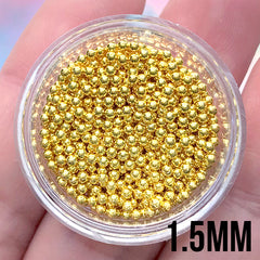 1.5mm Gold Caviar Beads | High Quality Metallic Microbeads | Nail Micro Beads | Faux Dragee Toppings for Miniature Dollhouse Craft (10g)