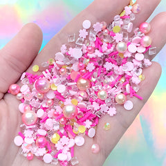 Sakura Cake Sprinkles with Sugar Pearls for Faux Cupcake Decoration | Fake Toppings | Sweet Deco | Kawaii Resin Decoration (Mix / 10 grams)