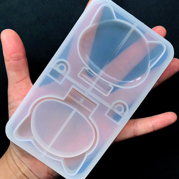 Kitty Compact Mirror Silicone Mold | Cat Head Trinket Box Mould | Kawaii Resin Accessories Making | Resin Crafts (60mm x 57mm)
